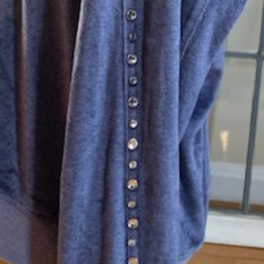 Design History Midnight Blue Velour Girl's Large or XL Pearl-Embellished Top